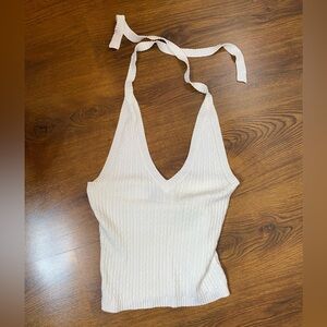 🌷 Willi Smith 🌷 Cream White Knit Halter Crop Top